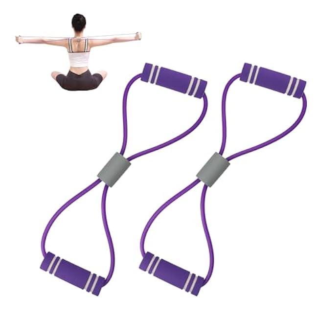 2 Pcs Resistance Band with Handles,Figure 8 Resistance Band,Suitable for Full Body Exercise, Strength Training,Flexibility, Exercise Elastic Rope,Suitable for Home,Gym (Purple)