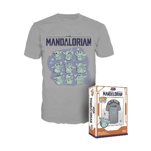 Funko Boxed Tee: Mandalorian - Grogu (The Child, Baby Yoda) On Ship - Small - Star Wars: The Mandalorian S9 - T-Shirt, Maglietta - Vestiti - Idea Maniche Corte per gli Adulti Uomini