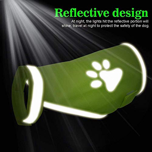 Sicherheitsweste für Hunde, reflektierend, hohe Sichtbarkeit, Kleidung für kleine und große Hunde, Sicherheitsgeschirr für Outdoor, Wandern, Spazierengehen, mit Pfotenabdruck (M)
