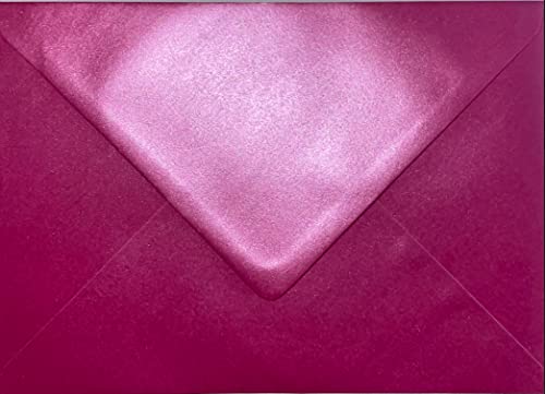 C6 Coloured envelopes for A6 Greeting Cards Wedding Invitation Crafts 114x162mm - Pack of 50 (Pearl Fuchsia Pink)