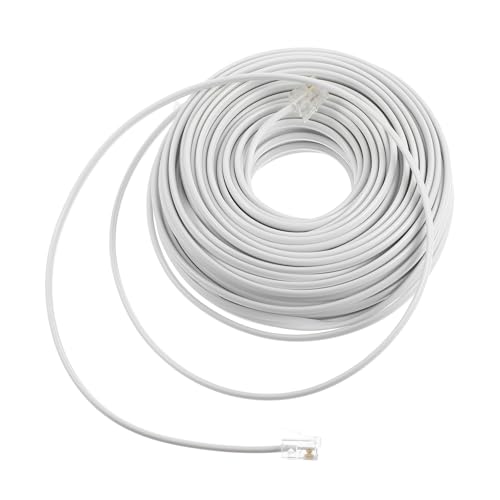 Cable telefónico RJ11 de 20 metros con conectores 6P4C y núcleo de cobre para líneas fijas