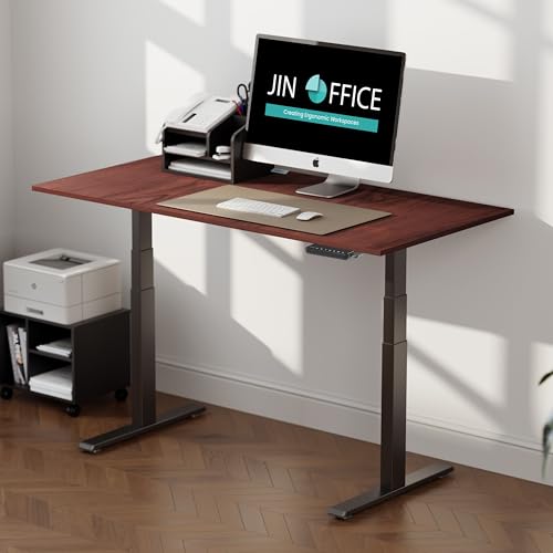 JIN OFFICE Titan Premium Dual Motor 3-Stage Electric Height Adjustable Desk| Sit Stand Table| Standing Desk Ergonomic with 125Kg Wt. Cap, 3 Year Warra