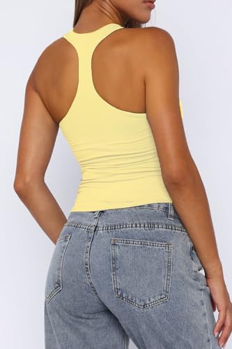 ForeFair Racerback Tank Tops for Women - Double Lined Halter Top Cute Square Neck Sleeveless Basic2