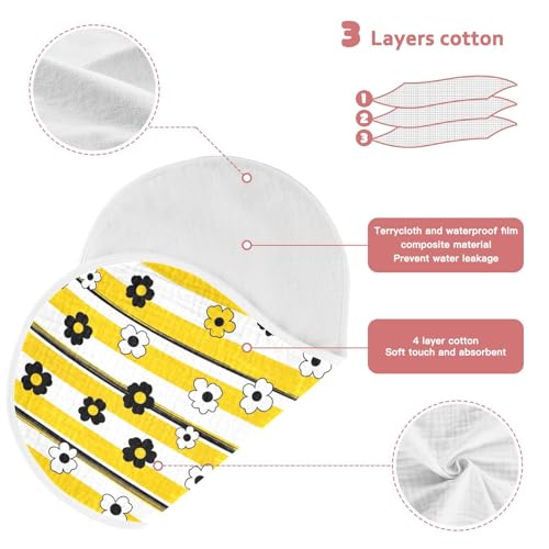 2 Pack Muslin Burp Cloths Floral Yellow Cotton Baby Burp Cloths Ultra Absorbent Soft Burping Cloth Washcloths for Baby Boys Girls 22"x11"3