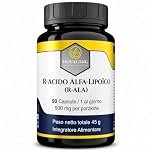 NovAging R-ALA Acido Alfa-Lipoico, 500 mg, 90 capsule, fornitura per 3 mesi, 100% vegano, dosaggio preciso. Testato per l'assenza di OGM e allergeni.