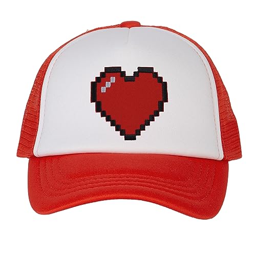 TOP HEADWEAR Boys Girls Retro Heart Hat - Youth Retro 8 Bit Pixelated Gamer Snapback Trucker Cap
