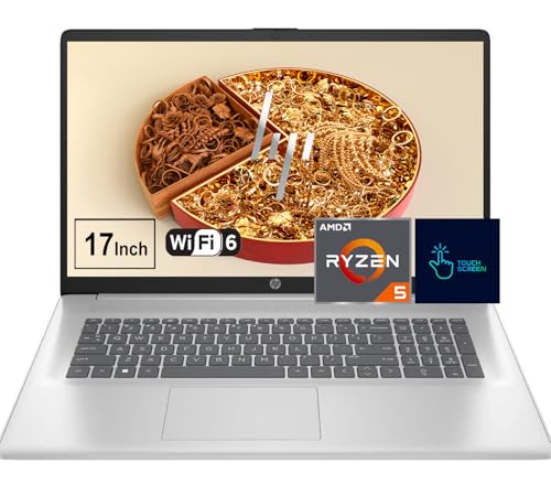 Image of HP 17.3 Inch HD+ Touchscreen Business Laptop Computer, Backlit Keyboard, AMD 6-Core Ryzen 5 CPU (Up to 4.50GHz), 16GB RAM, 1TB SSD, AMD Radeon Graphics, WiFi 6, Bluetooth 5.3, Webcam, Anti-Glare