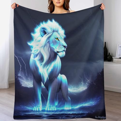Couverture flannel lion douce, plaid canapé et linge de lit imprimé 3D