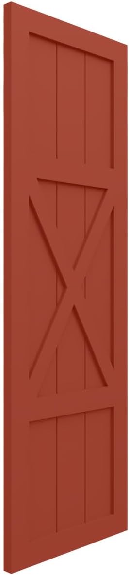 18"W x 60"H True Fit PVC Center X-Board Farmhouse Fixed Mount Shutters, Colorful Leaves (Per Pair - Hardware Not Included)