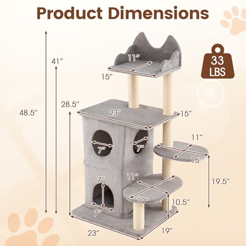 Árbol para gatos de 48.5 pulgadas con múltiples niveles y postes rascadores miniatura 4