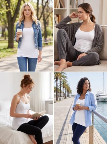 Image of Women's Long Cotton Camisole Spaghetti Strap Tank Top