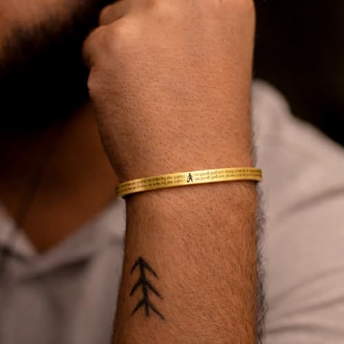 Image of ETCHCRAFTEMPORIUM Hanuman Chalisa Classic Bracelet | Classic Oval Cuff Bracelet for Men & Women | Adjustable In Size | Glossy Gold Finish | Hanuman Kada
