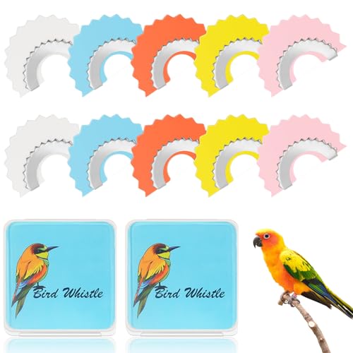 Sonwyoung 10 Pcs Bird Whistle Bird Caller Tongue Original Tweeting Noisemaker Toys Warbler Tricks Gag, 5 Colors