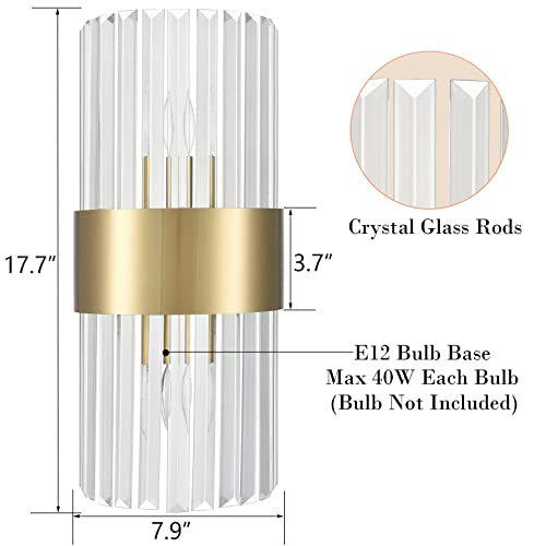 Gold-Crystal-Wall-Sconces-Set-of-Two-Modern-2-Light-Crystal-Glass-Sconces-Wall-Lighting-Brass-Glass-Wall-Light-Fixtures-for-Bathroom-Hallway-Bedroom