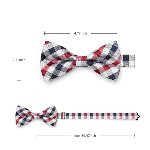 Image of HISDERN Bow Ties for Men Pretied Bowties Classic Formal Business Bow Tie Adjustable Tuxedo Bowtie for Wedding Party