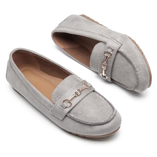 Image of Women's Wide Loafers Casual Slip on Flat Shoes Women's Comfort Penny Loafers with Arch Support Women Dressy Moccasins