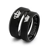 Kriskate & Co. King and Queen Rings, Personalized His & Hers Tungsten Ring, Couples Ring Set TCR411