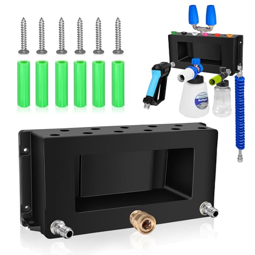 Boltigen Wall Mounted Pressure Washer Gun Holder, Foam Cannon Organize Holder, Car Wash Power Washer Tip and Extension Wand Holder, 1/4'' Quick Connec