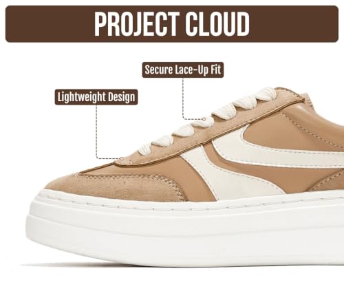 Image of Project Cloud Platform Sneakers for Women Footwear - Memory Foam Insole Womens Shoes, Lightweight and Non-Slip Sole Lace Up Fashion Sneakers for Women 2026 (Volley)