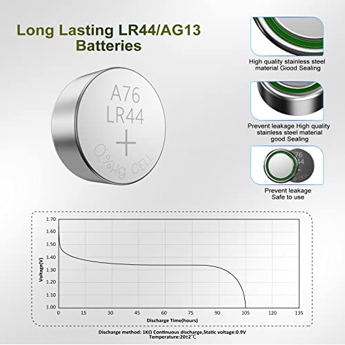 Bonai Lr44 Ag13 Batteries 1.5V Button Cell Battery 50 Count, A76 357/303 L1154F Sr44 Battery High Capacity Packaging Upgrade… #TOP3