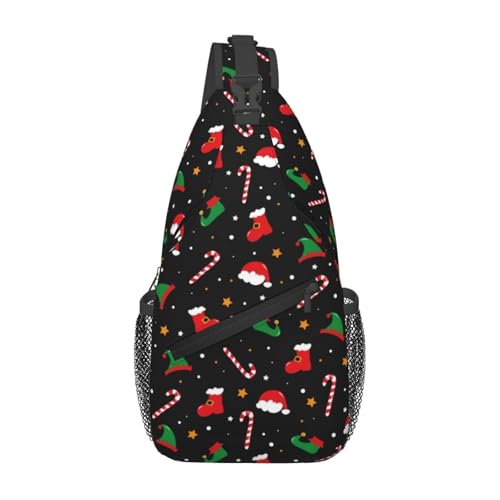 Merry Christmas Sling Bag,Christmas Tree Snowflake Crossbody Backpack Shoulder Bag Chest Bag for Men Women