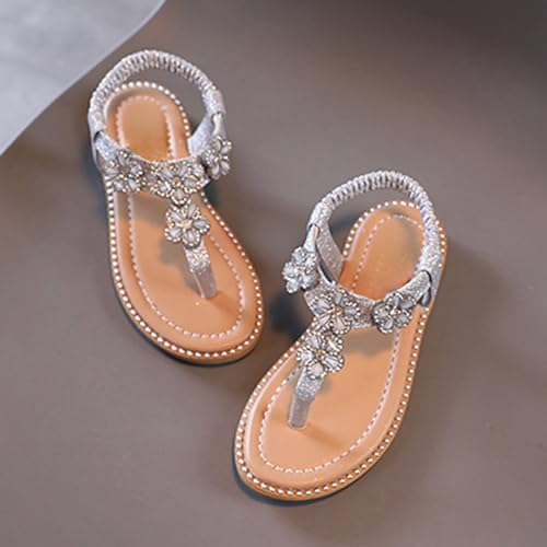 IWIHMIV Girls Sandals Toddler Cute Open Toe Flip Flops Flat Dress Summer Soft Sole Beach Sandals with Elastic Strappy3