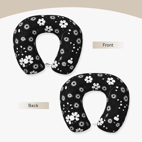 Almohada de viaje negro floral tamaño único miniatura 3