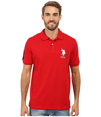U.S. Polo Assn. Men's Solid Pique Polo Shirt, Engine Red/White, XXL U.S. Polo Assn. Men's Solid Pique Polo Shirt, Engine Red/White, XXL