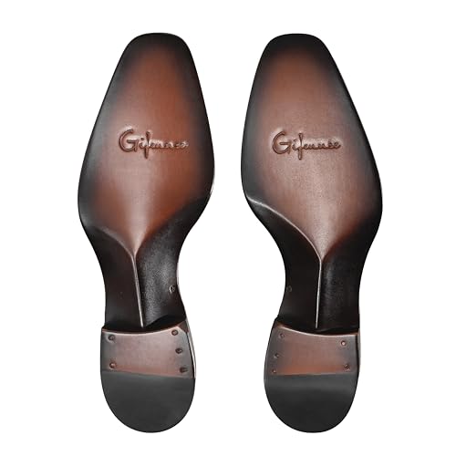 Image of Men's Genuine Leather Loafers Hand-Dyed Leather Sole Slip-On Dress Shoes
