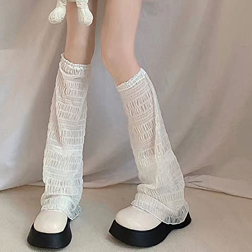 Blessi Women's Y2K Kawaii White Black Leg Warmers Japanese Leg Warmer Gothic Harajuku Cute Socks (White Lace) #TOP1