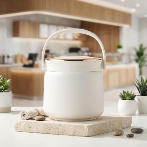 Recipiente aislado para alimentos de acero inoxidable blanco de 14,5 cm con boca ancha 5
