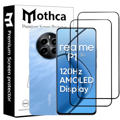 Image of Mothca Military-Grade Tempered Glass for Realme 12 Plus / P1 / Narzo 70 /70 Pro / 70 Turbo with Edge to Edge Coverage - Case Friendly, Installation Kit (Pack of 2)