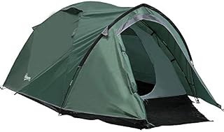 Outsunny Camping Tent w/Dome Tent for 2-3 Person with Weatherproof Vestibule Backpacking Tent Large Windows Lightweight for Fishing & Hiking Green