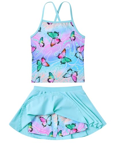 Image of Girls Tankini Swimsuit Two Piece Bathing Suit with Adjustable Strap 3-13 Years