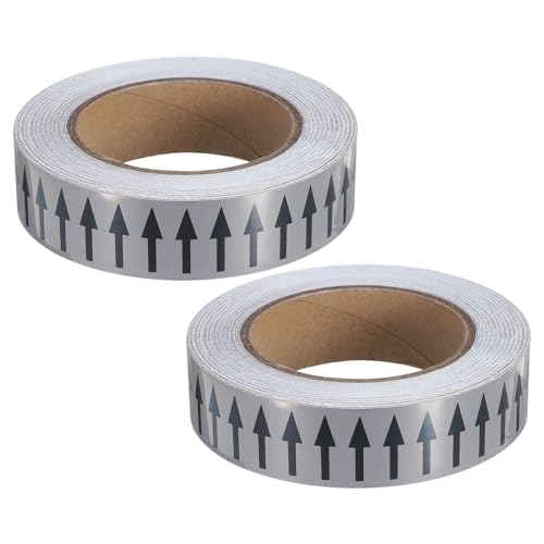 Image of PATIKIL Directional Flow Arrow Tape 1-3/16"x65', 2 Pack Adhesive Pipe Identification Marking Stickers for Pipe Flow Labeling, Black on Gray