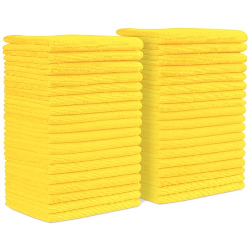 ZYROFIX Yellow Microfiber Towels (Value Pack of 36) Size 16 x 16 Large Highly Absorbent Cleaning Rags Lint Free Towels Reusable and Washable Microfiber Towel for Cars