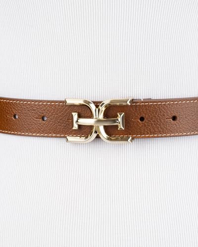 Sam Edelman Women's Fashion Double-E Plaque Logo Buckle Slim Textured Belt for Jeans, Dresses and Trousers4
