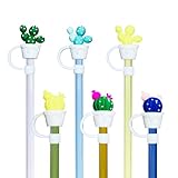 Kleeblatt Cactus Straw Covers Cap, 6pcs Cute Silicone Straws Tips Cover Reusable, Straw Toppers For Tumblers, Suitable for 1/4~1/3 IN Drinking Straws, Stanley Cup Accessories
