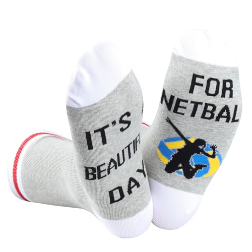 JTOUK - JTOUK Unisex-Adults Netball Socks (Day for Netball EU), 2 Count, Crew Length, One Size, Classic, Letter Print, Birthday, Reinforced Toe, Breathable, Sport, Tube Socks