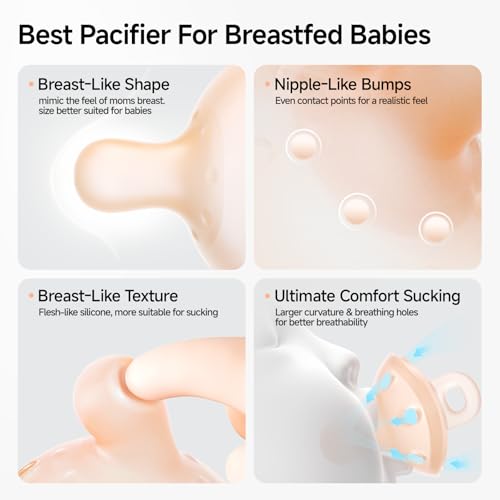 Garkoko Baby Pacifiers 0-6 Months, Breast-Like Shape Soft Silicone Newborn Pacifiers with Large Air Holes, BPA-Free, 4pcs — view 4