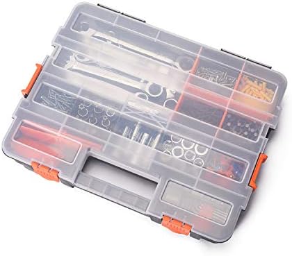 CASOMAN Tool Box Organizer, Interlocking Black Small Parts Organizer for Fasteners and Crafts w/Removable Dividers (2 Piece Pack)