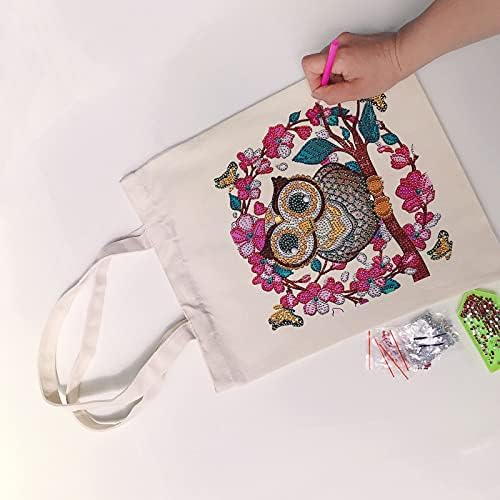 Zerodis DIY Diamond Painting Shopping Bag, Rhinestones Painting Tote Bag with Handles Tool Set for Woman Home Organizer Craft(BB023) - Image 2