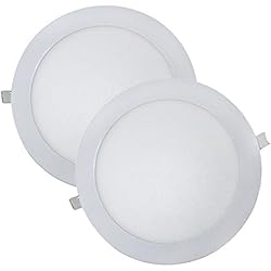 Luces Para Cocina Techo wonderlamp W-E000045 - Pack 2 x Downlight LED extraplano redondo blanco, iluminacion 18W (1450 lm), 6000K (luz fría)