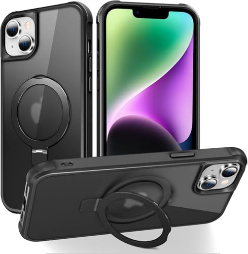 Image of iPhone 14 Plus Magsafe Stand Case | Matte Design & 360 Protection | Military-Grade Apple iPhone 14 Plus Cover | Ultra Premium - Black