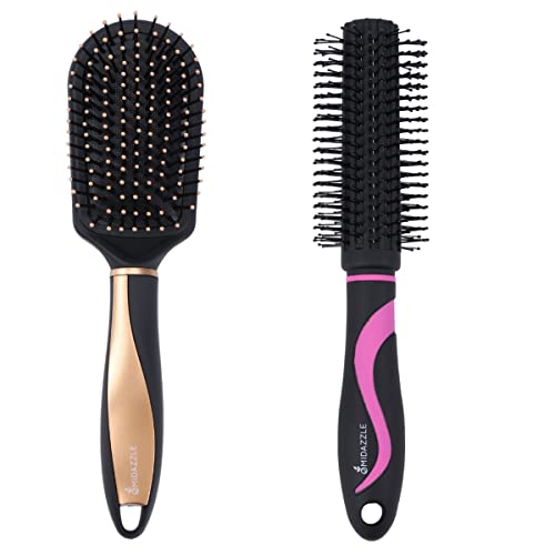 Image of Omidazzle Midazzle Premium Cushioned & Round Hair Brush For Men & Women - Pack Of 2