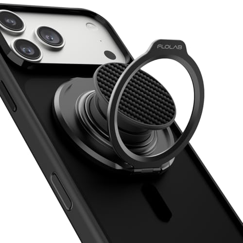 FLOLAB ForgeGrip Strong Magnetic Phone Holder & Phone Grip for MagSafe Grip iPhone Accessories Magnetic Phone Grip Ring Holder & Stand Satisfying Snap Grip - Carbon Fiber