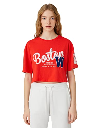 T-Shirt Col Rond Femme Koton en textile respirant avec manches courtes regulieres