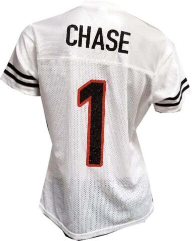 Custom Womens Blinged Football White Mesh Jersey, Ja'Marr Chase, Size 3XL XXXL