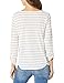 Andrew Marc Women's Plus Size Striped Washed Roll Sleeve Henley, White Combo, 2X