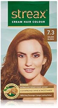 Streax Cream Hair Colour for Women & Men | Enriched with Walnut & Argan Oil | Instant Shine & Smoothness | Long Lasting Hair Colour | Soft & Silky Touch | Golden Blonde, 120ml